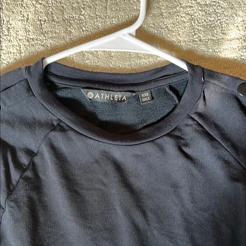 Athleta Black Button-Sleeve Sweatshirt size XXS - Picture 2 of 3